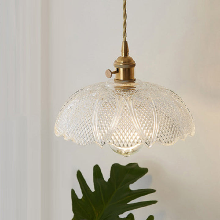 Industrial Clear Glass Pendant Light - Single Socket Hanging Fixture