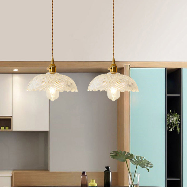 Industrial Clear Glass Pendant Light - Single Socket Hanging Fixture