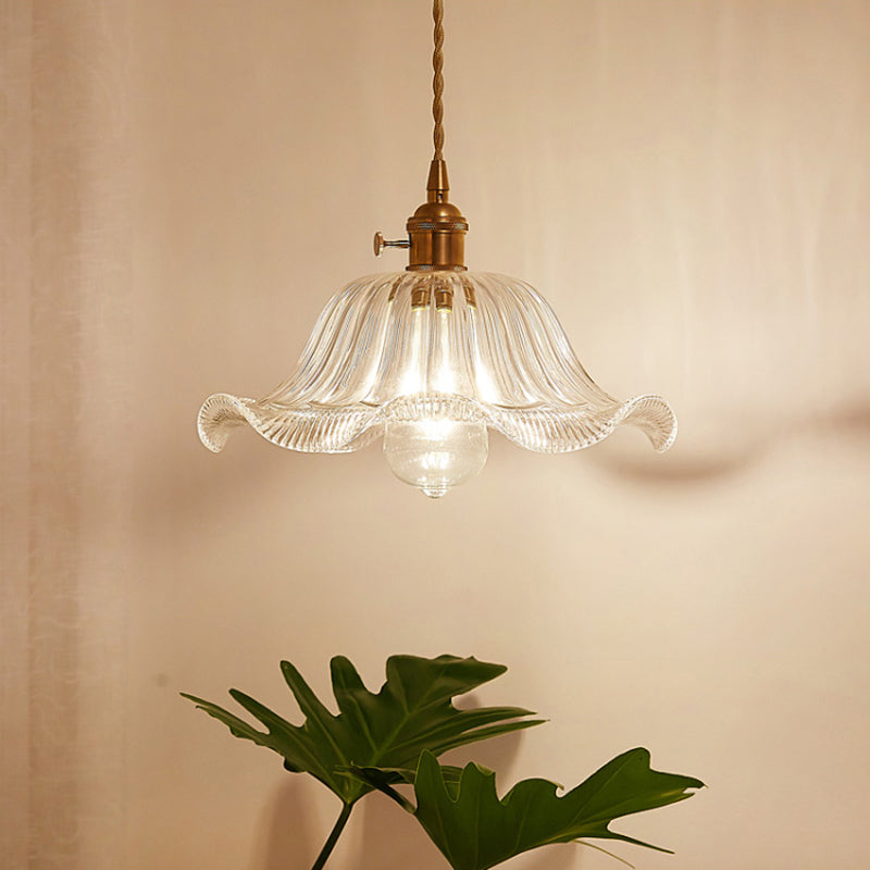 Industrial Clear Glass Pendant Light - Single Socket Hanging Fixture