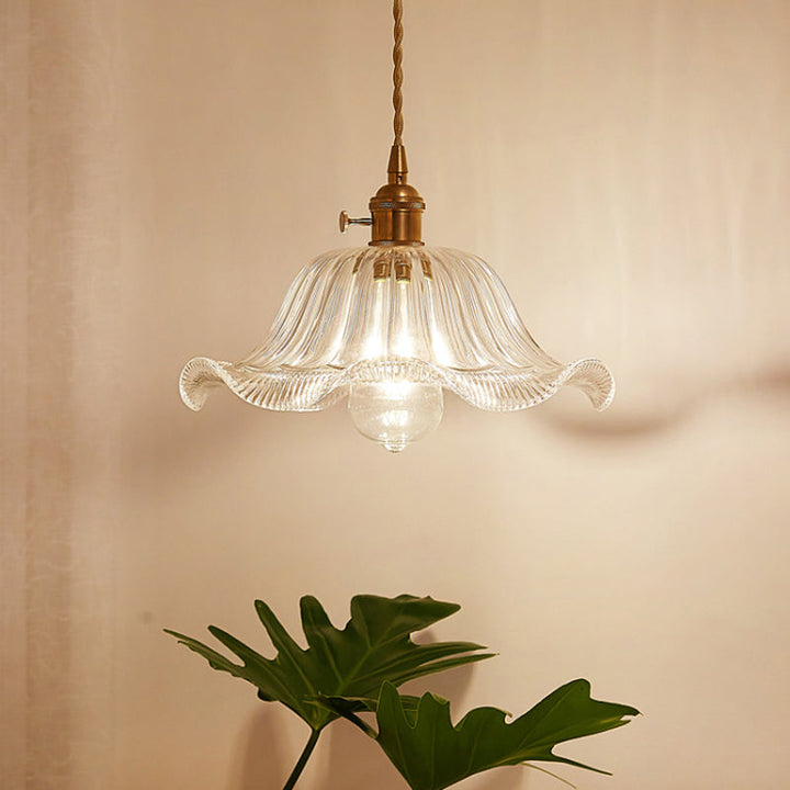 Industrial Clear Glass Pendant Light - Single Socket Hanging Fixture