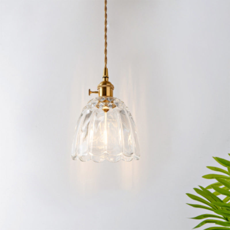 Industrial Clear Glass Pendant Light - Single Socket Hanging Fixture