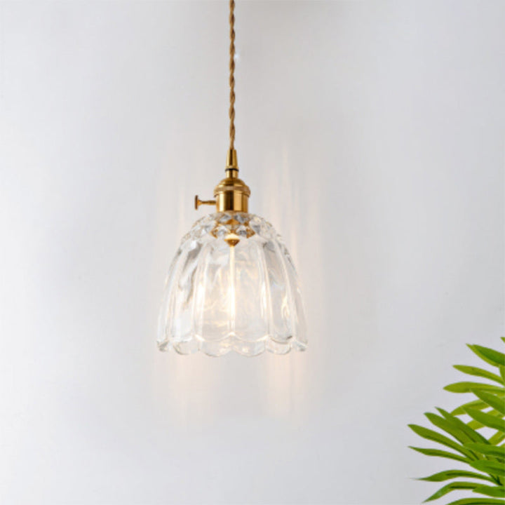 Industrial Clear Glass Pendant Light - Single Socket Hanging Fixture