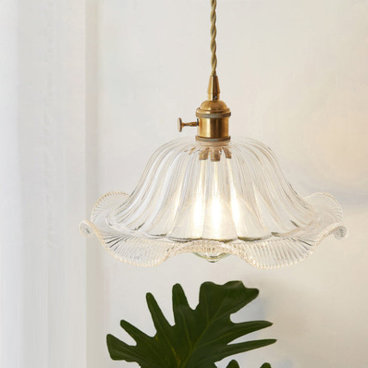 Industrial Clear Glass Pendant Light - Single Socket Hanging Fixture