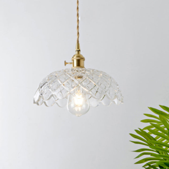 Industrial Clear Glass Pendant Light - Single Socket Hanging Fixture