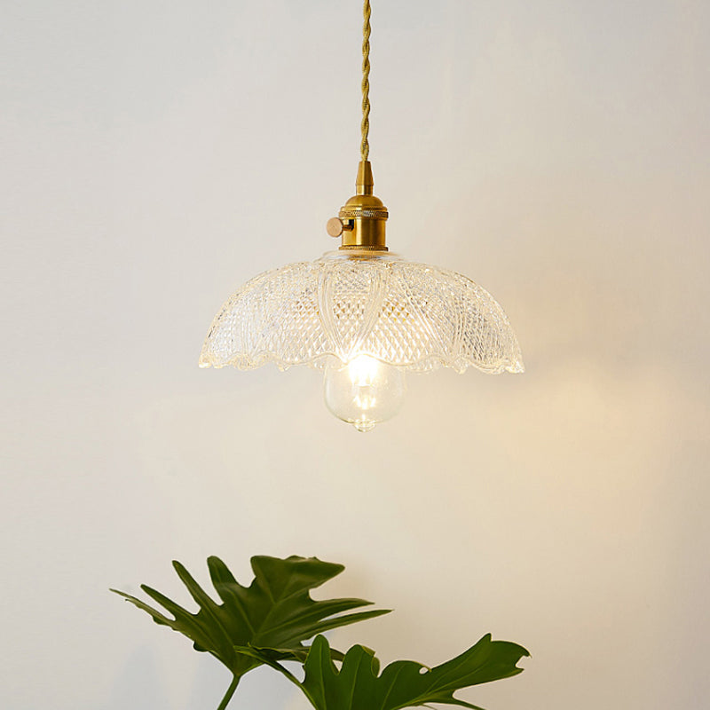 Industrial Clear Glass Pendant Light - Single Socket Hanging Fixture