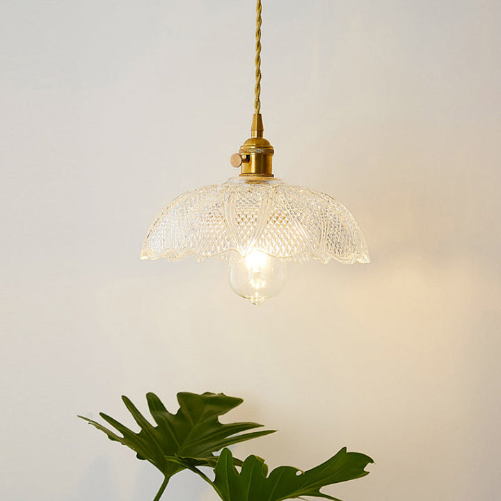 Industrial Clear Glass Pendant Light - Single Socket Hanging Fixture