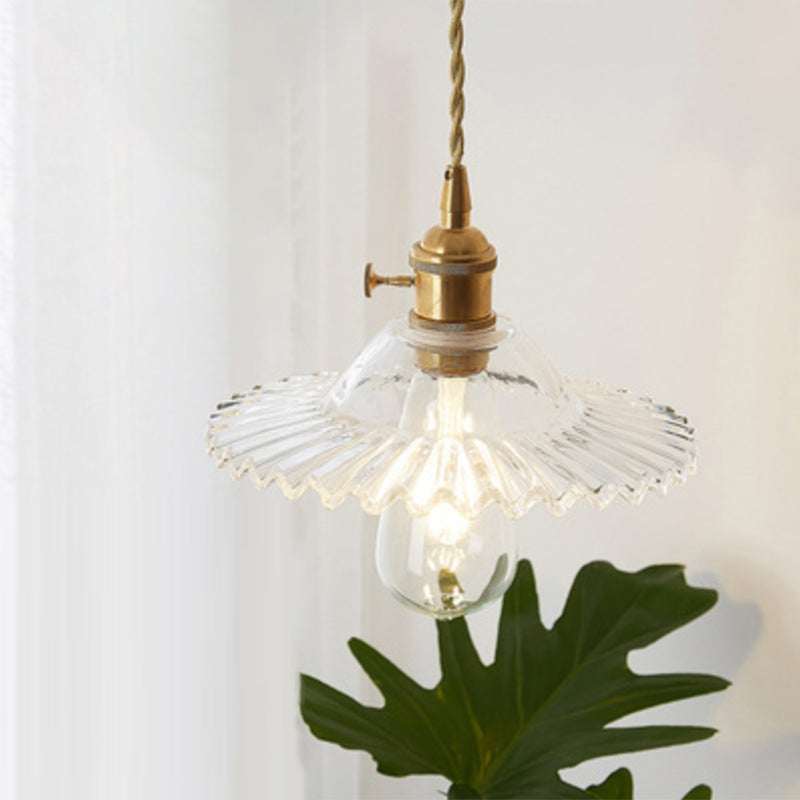Industrial Clear Glass Pendant Light - Single Socket Hanging Fixture