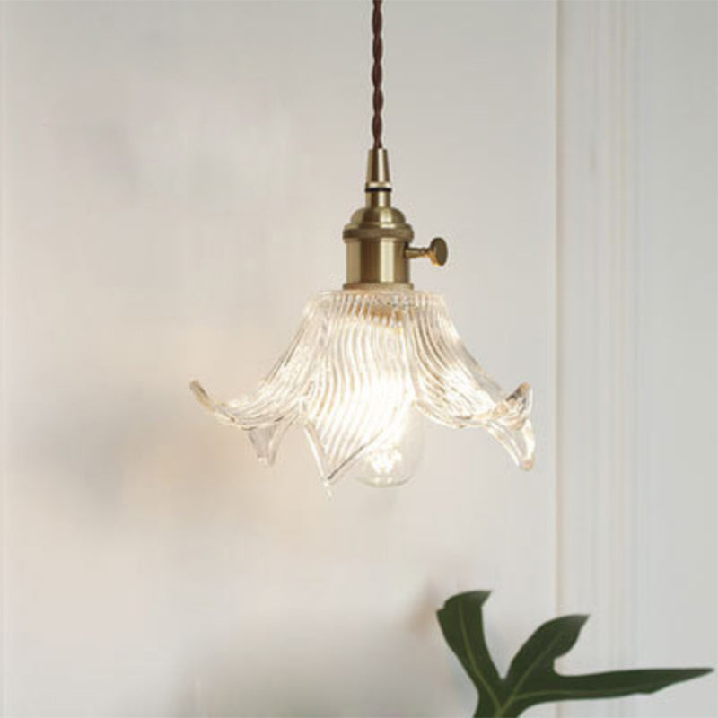 Industrial Clear Glass Pendant Light - Single Socket Hanging Fixture