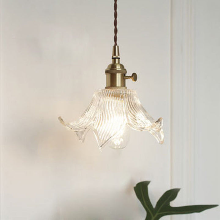 Industrial Clear Glass Pendant Light - Single Socket Hanging Fixture
