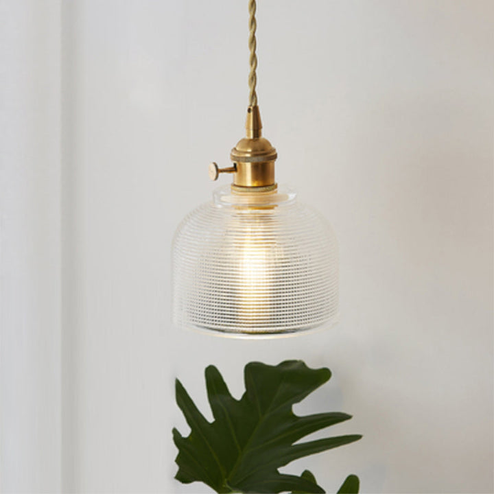 Industrial Clear Glass Pendant Light - Single Socket Hanging Fixture