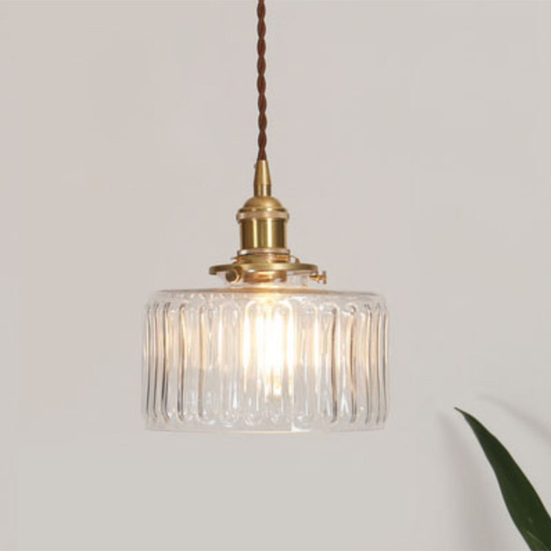 Industrial Clear Glass Pendant Light - Single Socket Hanging Fixture