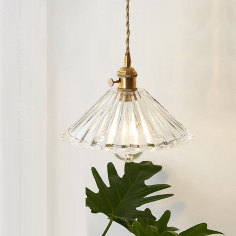 Industrial Clear Glass Pendant Light - Single Socket Hanging Fixture