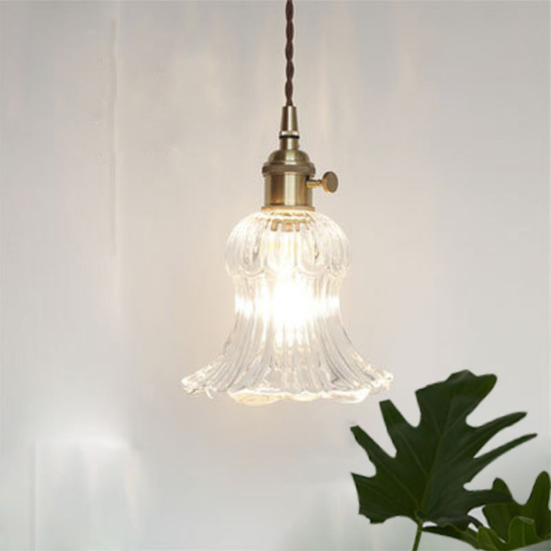 Industrial Clear Glass Pendant Light - Single Socket Hanging Fixture