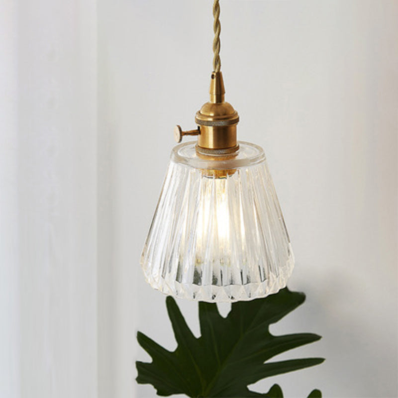 Industrial Clear Glass Pendant Light - Single Socket Hanging Fixture