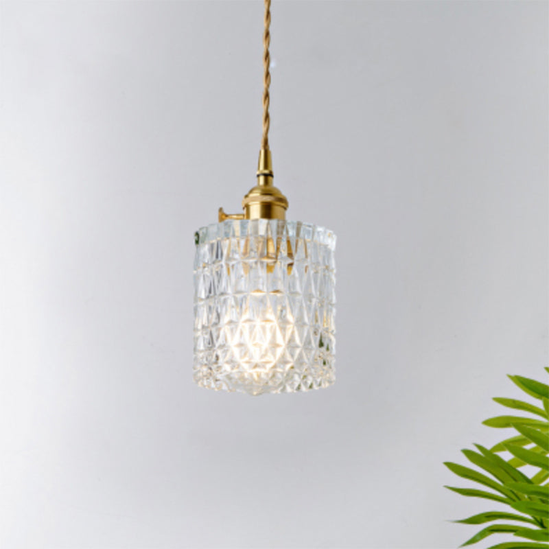 Industrial Clear Glass Pendant Light - Single Socket Hanging Fixture