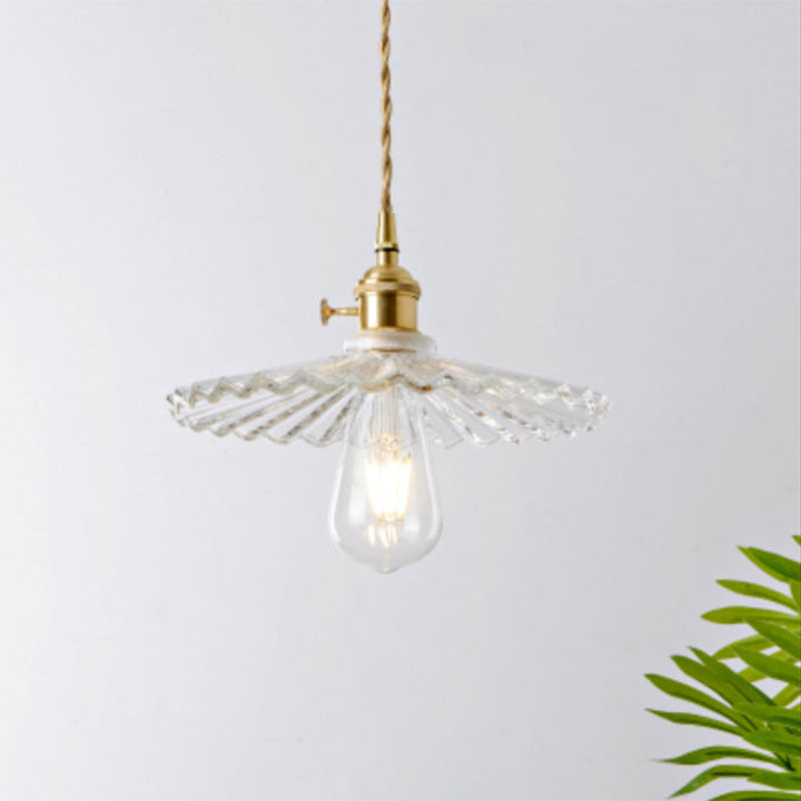 Industrial Clear Glass Pendant Light - Single Socket Hanging Fixture