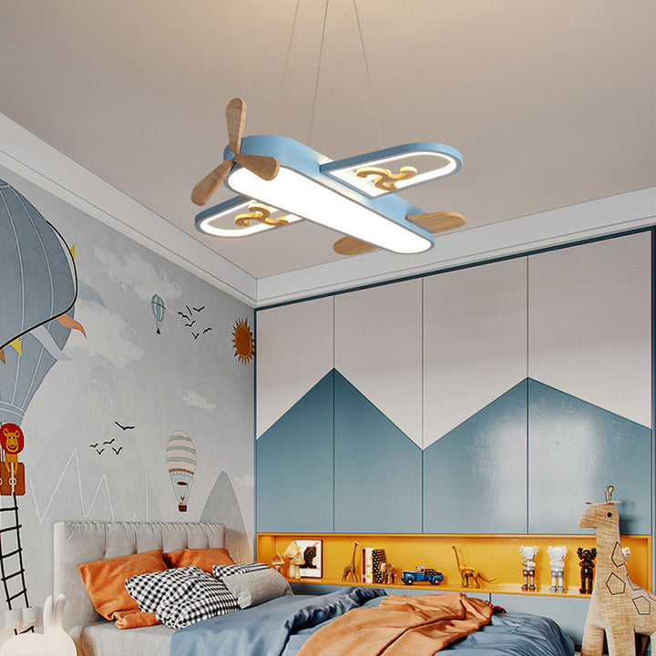 Airplane Shaped LED Ceiling Light for Kids Bedroom - Dimmable Pendant Fixture