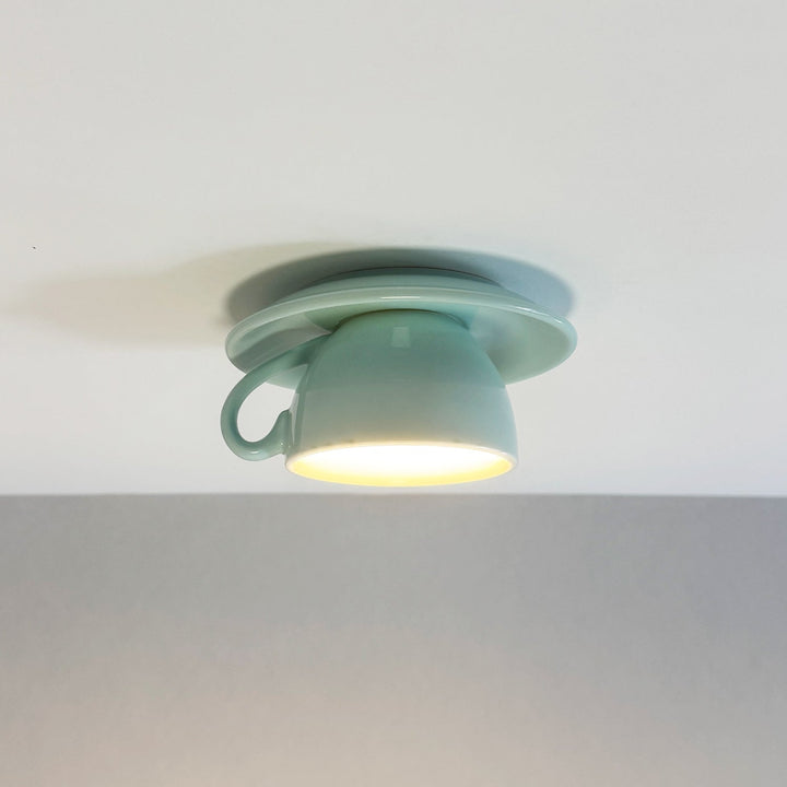 Aria Modern Coffee Cups Ceramic Flush Ceiling Lighting