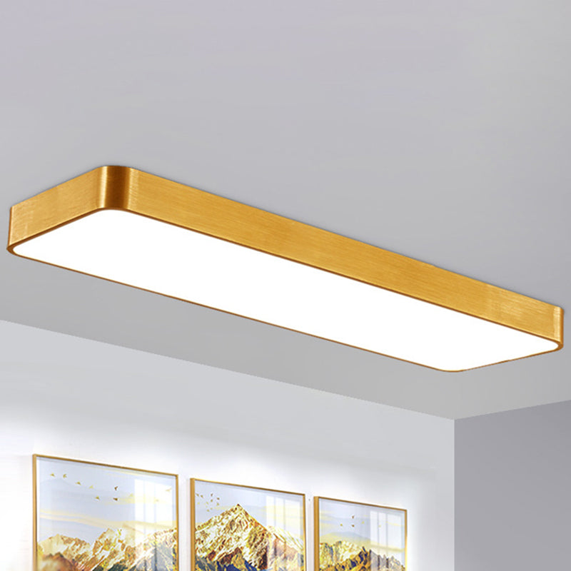 Modern Gold Rectangular LED Recessed Ceiling Light for Office & Home