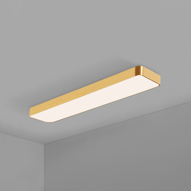 Modern Gold Rectangular LED Recessed Ceiling Light for Office & Home