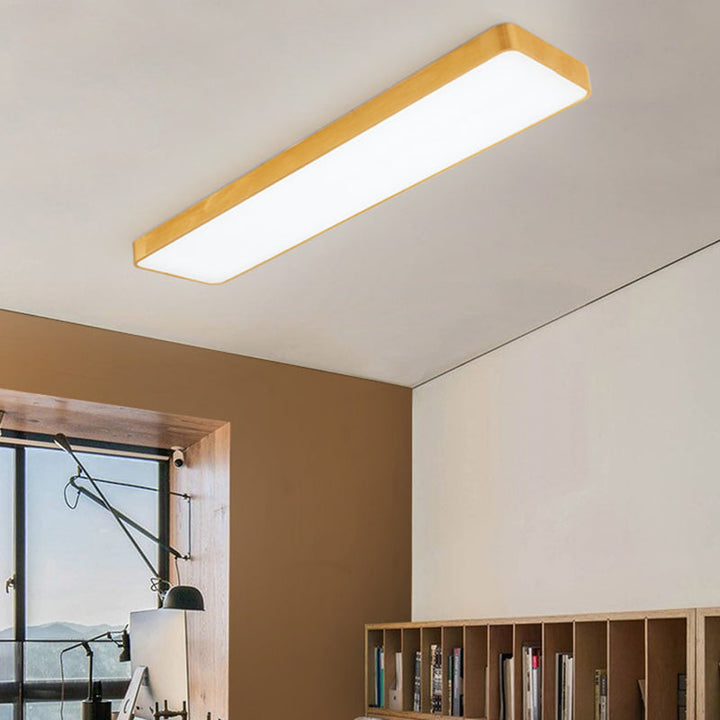 Modern Gold Rectangular LED Recessed Ceiling Light for Office & Home