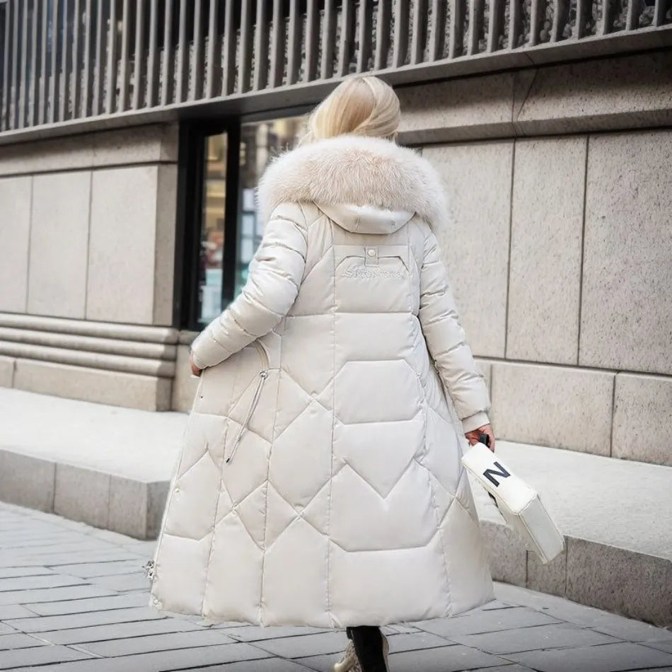 Arctic Shield Long Hooded Winter Parka with Fluffy Trim