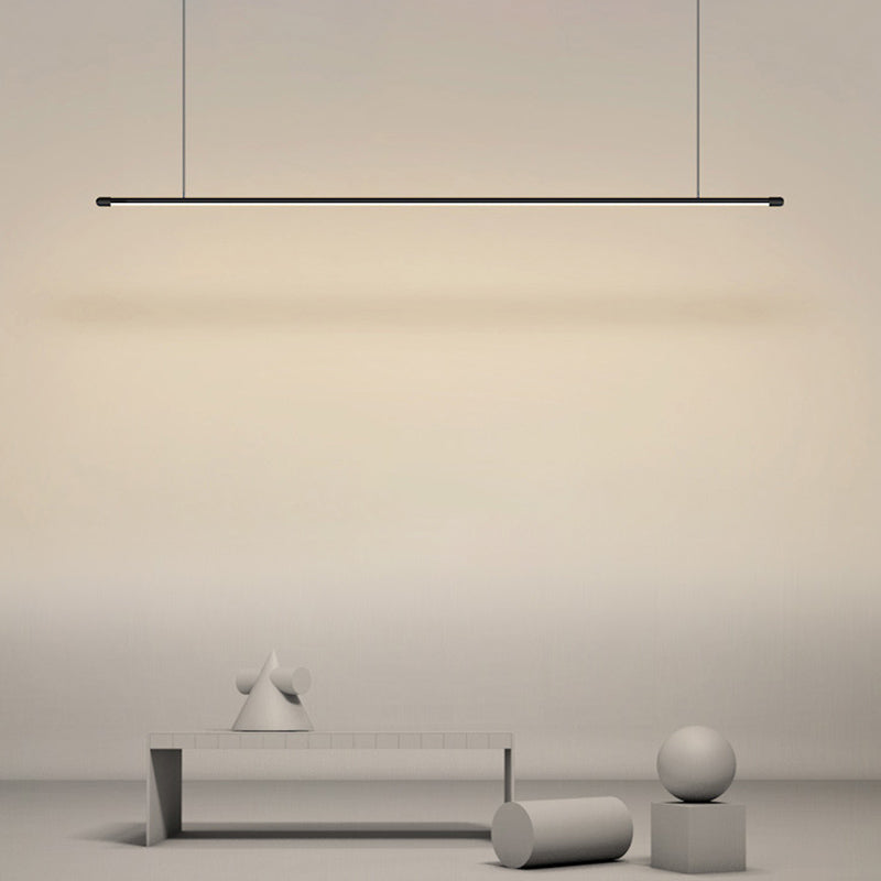 Modern Linear LED Kitchen Island Pendant Light - Dimmable Black Metal Fixture