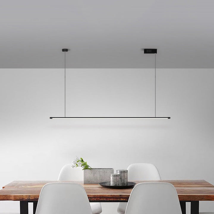 Modern Linear LED Kitchen Island Pendant Light - Dimmable Black Metal Fixture