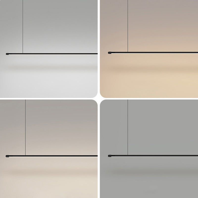 Modern Linear LED Kitchen Island Pendant Light - Dimmable Black Metal Fixture