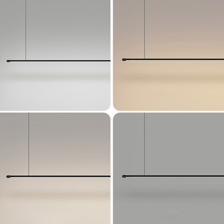 Modern Linear LED Kitchen Island Pendant Light - Dimmable Black Metal Fixture