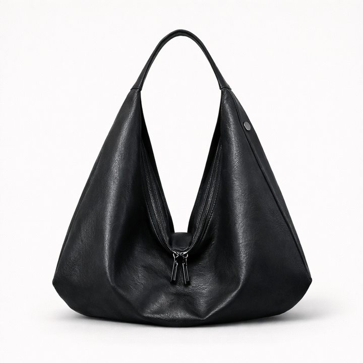 Zella – Large Vegan Cowhide Hobo Bag, Slouchy Shoulder Bag