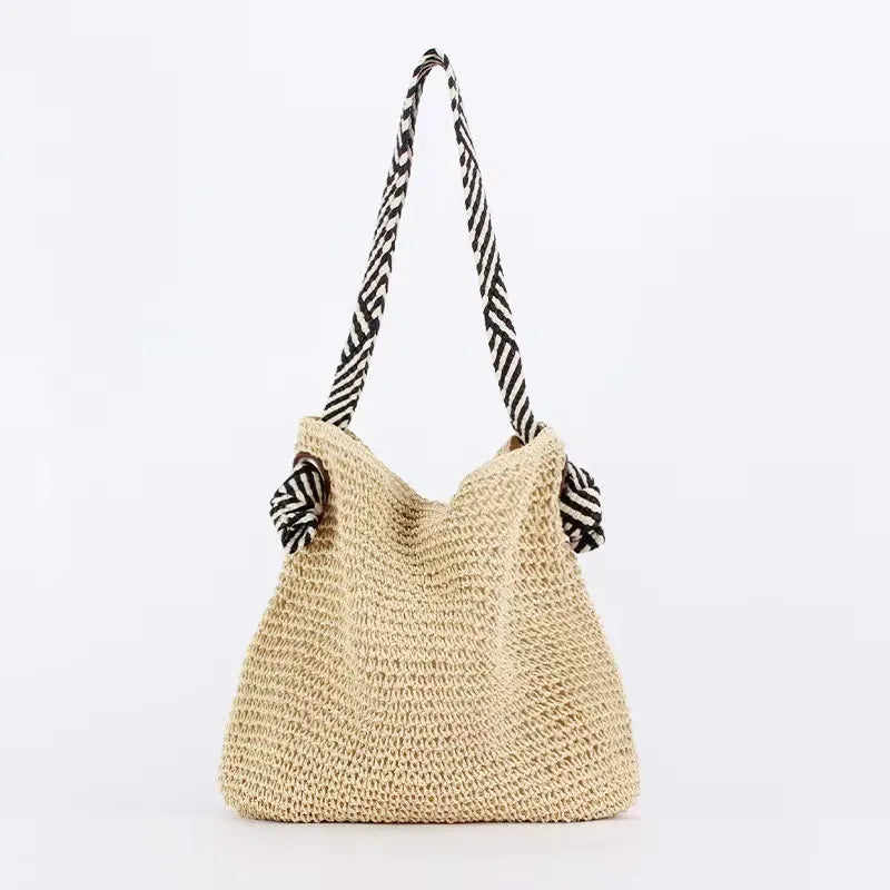Soleil – Large Woven Straw Shoulder Bag for Beach & Travel