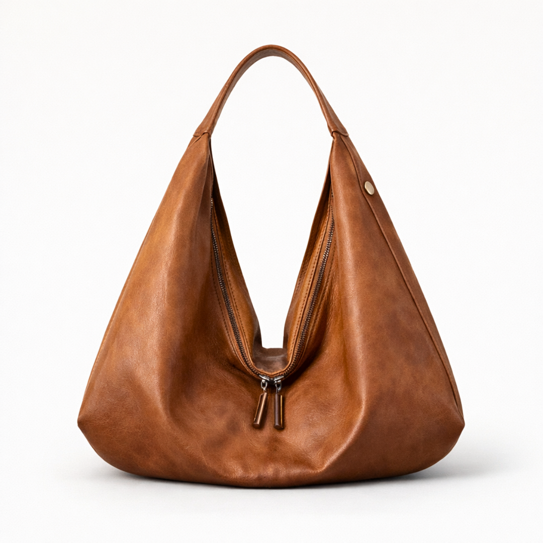 Zella – Large Vegan Cowhide Hobo Bag, Slouchy Shoulder Bag