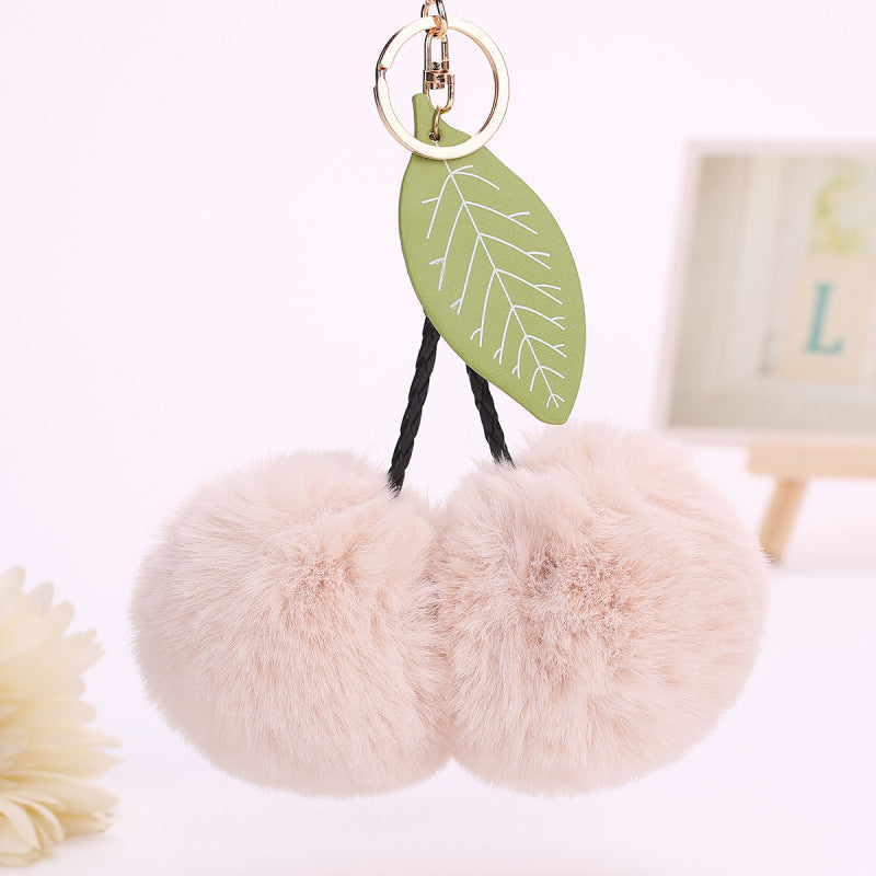 Cerise – Fluffy Cherry Pom Pom Bag Charm Keychain