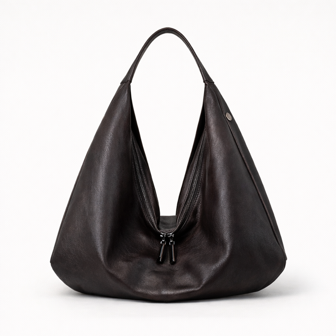 Zella – Large Vegan Cowhide Hobo Bag, Slouchy Shoulder Bag