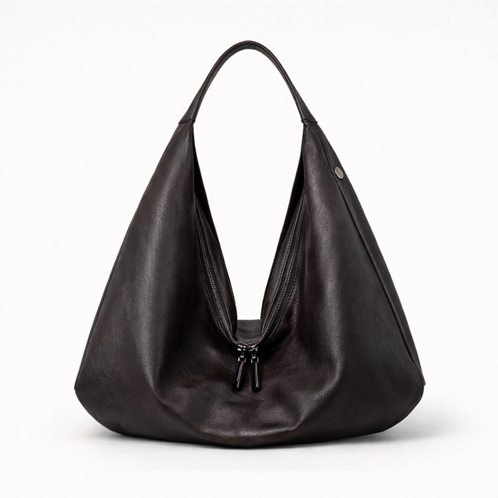 Zella – Large Vegan Cowhide Hobo Bag, Slouchy Shoulder Bag