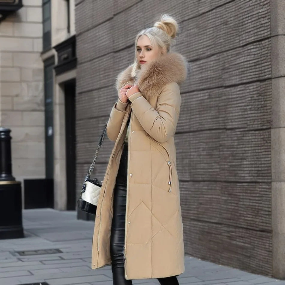 Arctic Shield Long Hooded Winter Parka with Fluffy Trim