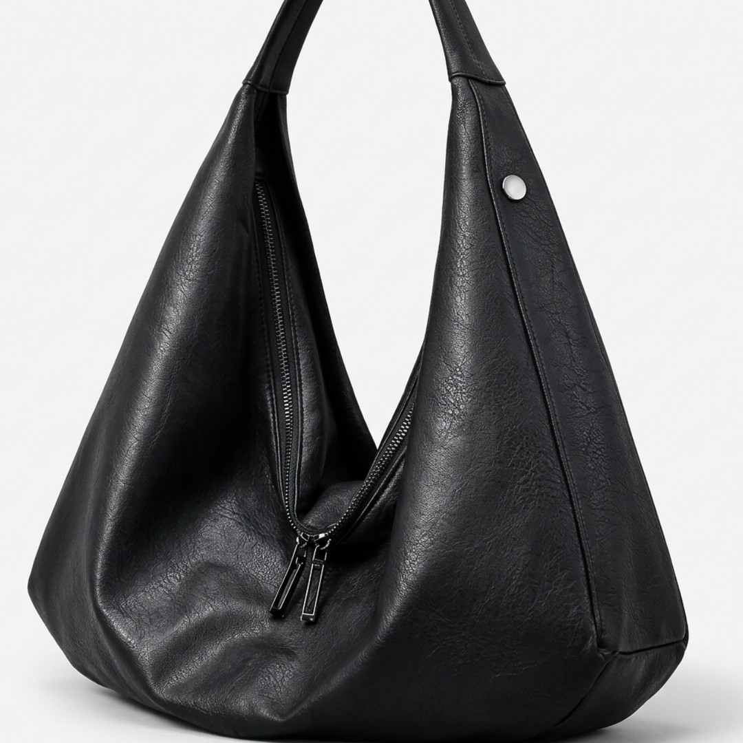 Zella – Large Vegan Cowhide Hobo Bag, Slouchy Shoulder Bag