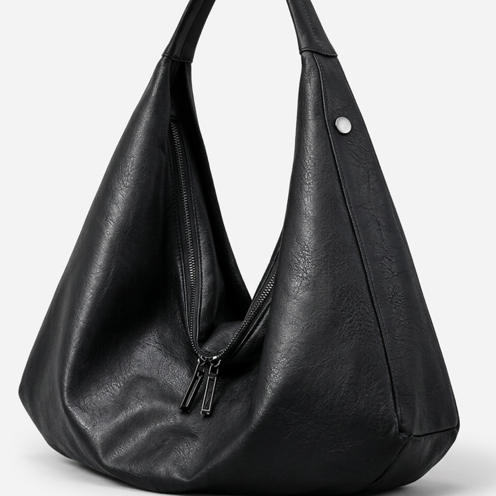 Zella – Large Vegan Cowhide Hobo Bag, Slouchy Shoulder Bag