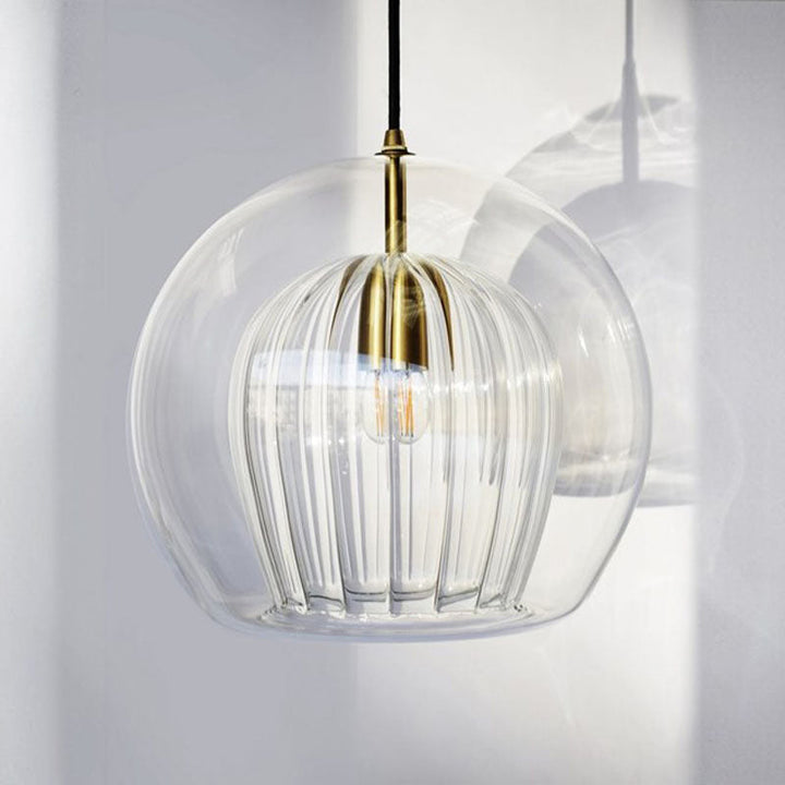 Clear Glass Globe Pendant Light - Modern Single Head Hanging Fixture