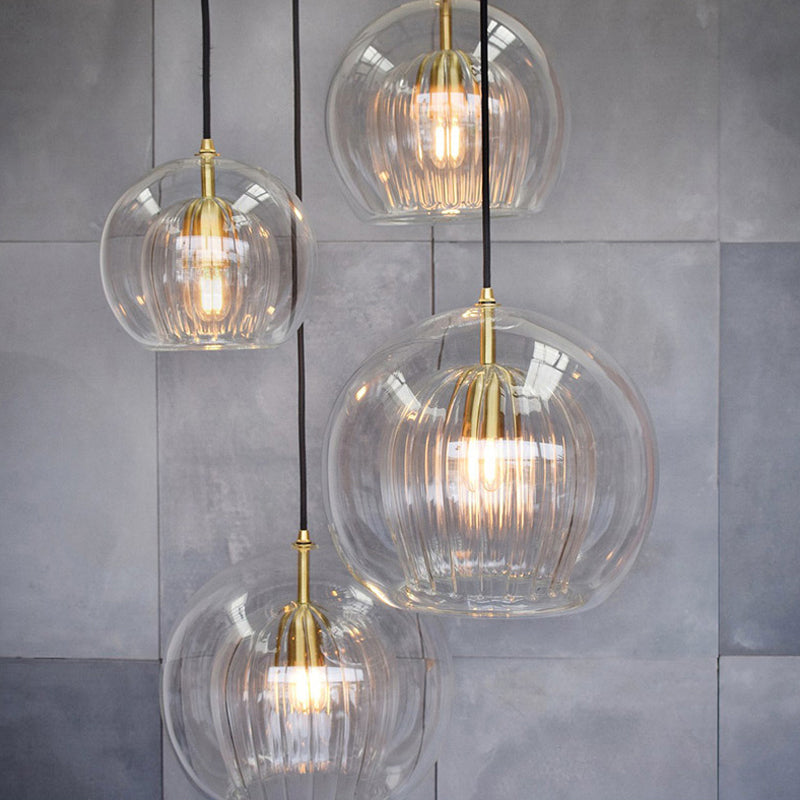 Clear Glass Globe Pendant Light - Modern Single Head Hanging Fixture