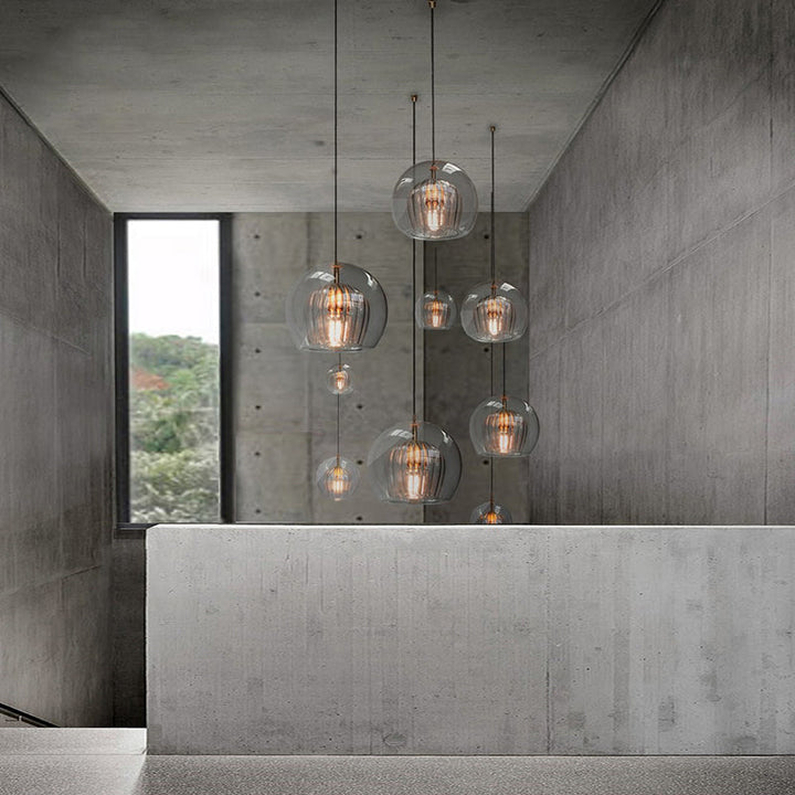 Clear Glass Globe Pendant Light - Modern Single Head Hanging Fixture