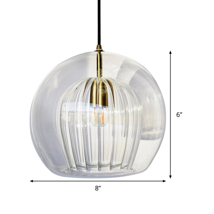 Clear Glass Globe Pendant Light - Modern Single Head Hanging Fixture
