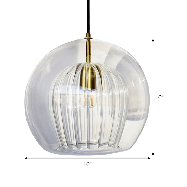 Clear Glass Globe Pendant Light - Modern Single Head Hanging Fixture