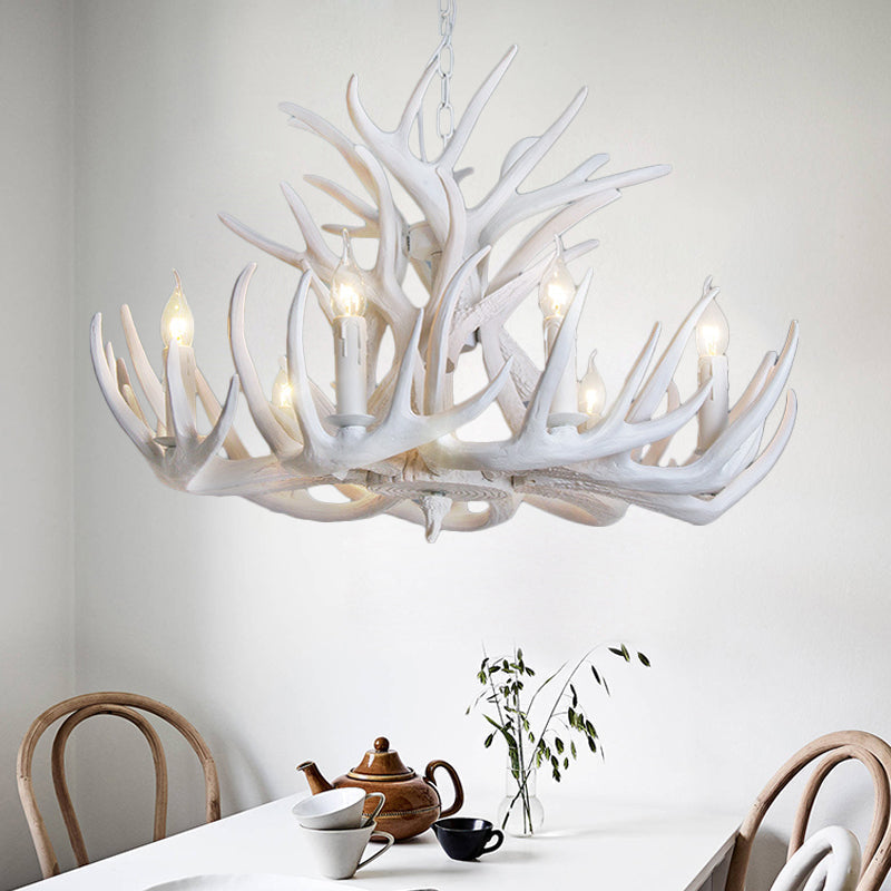 Rustic White Antler Chandelier - 9 or 12 Light Fixture for Living Room