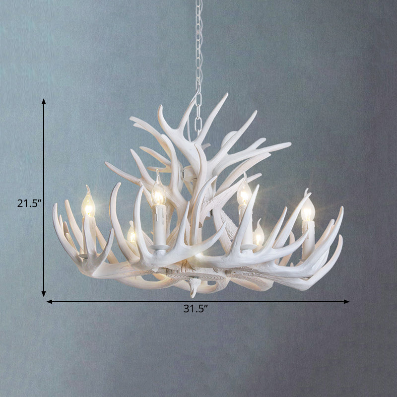 Rustic White Antler Chandelier - 9 or 12 Light Fixture for Living Room