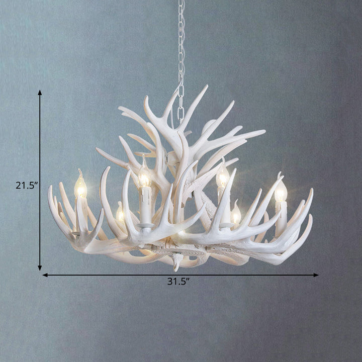 Rustic White Antler Chandelier - 9 or 12 Light Fixture for Living Room