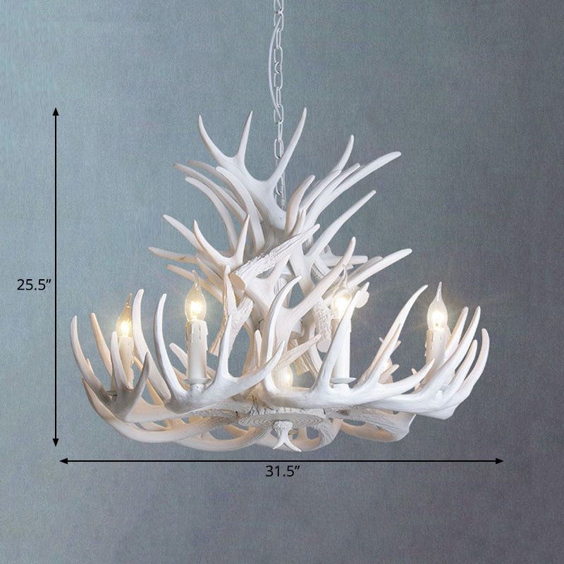 Rustic White Antler Chandelier - 9 or 12 Light Fixture for Living Room