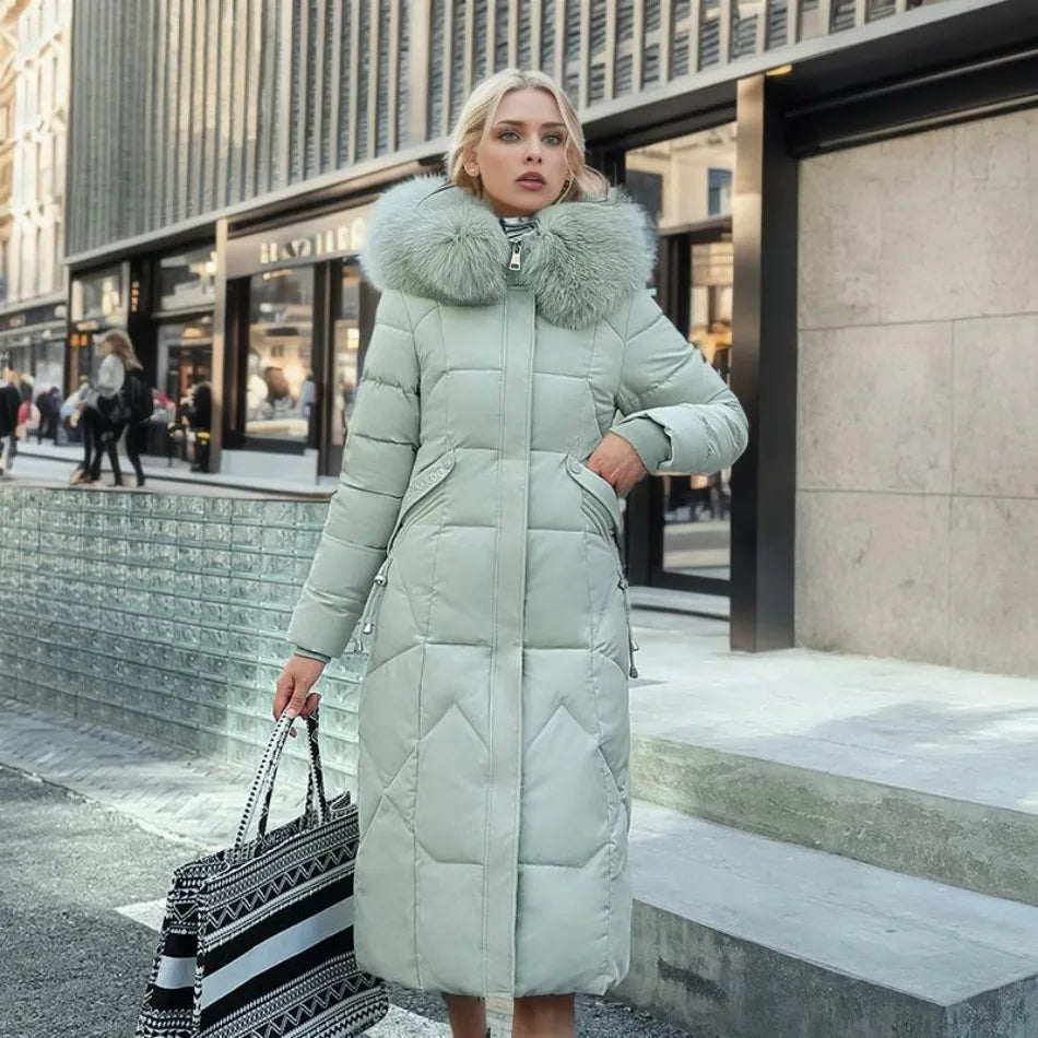 Arctic Shield Long Hooded Winter Parka with Fluffy Trim