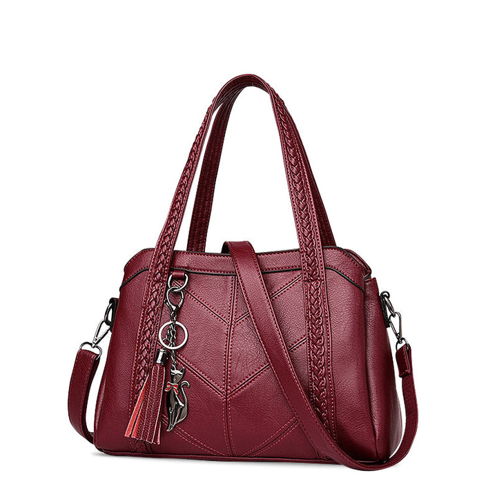 Solène – Vegan Cowhide Satchel Bag, Braided Strap Bag